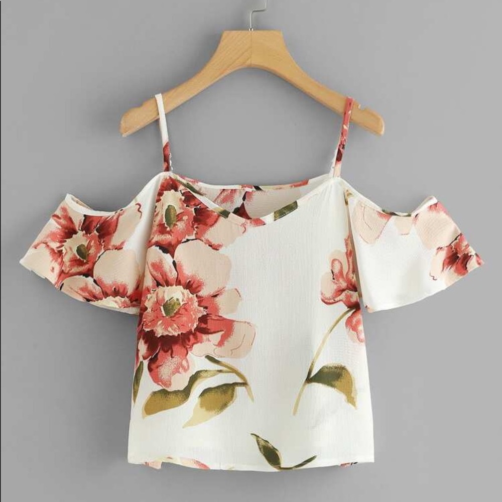 Floral Print Cold Shoulder